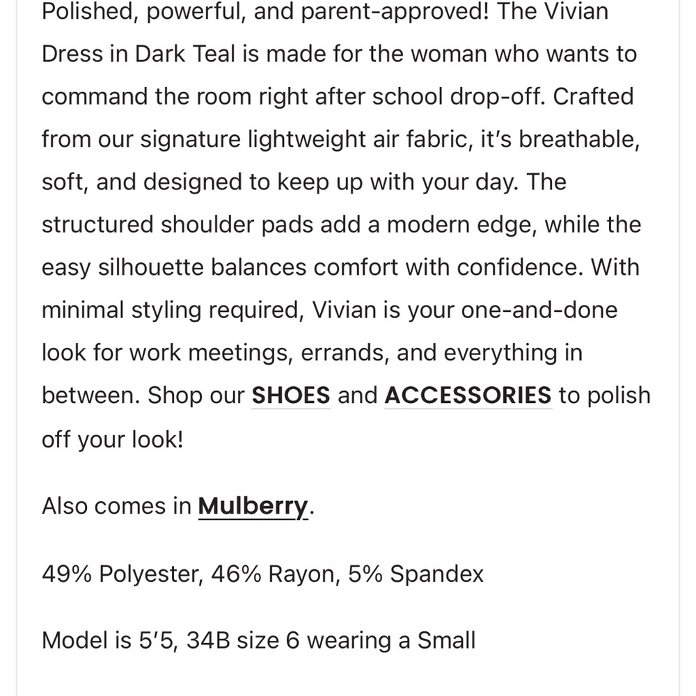 SSYS Dark Teal Shoulder Pad Dress - Picture 7 of 7